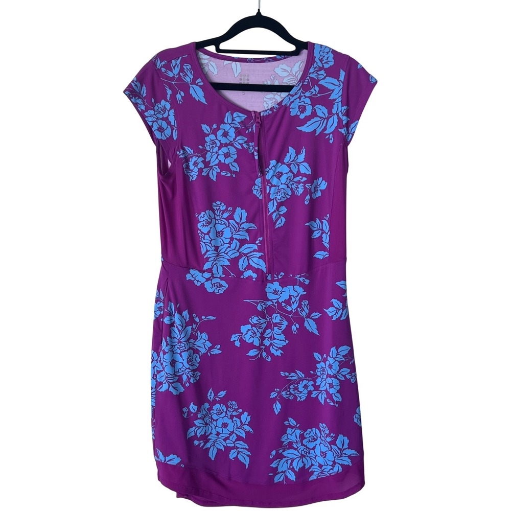 Title Nine Purple Blue Floral Half Zip Golf Athletic Tennis Pickleball Dress S‎